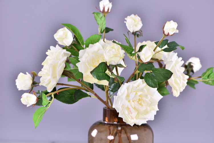 Lanjin wholesale artificial flowers 3-head roses, wedding and home silk flowers, high-end decorative artificial flowers, hand-held roses, multi-head roses pic 29