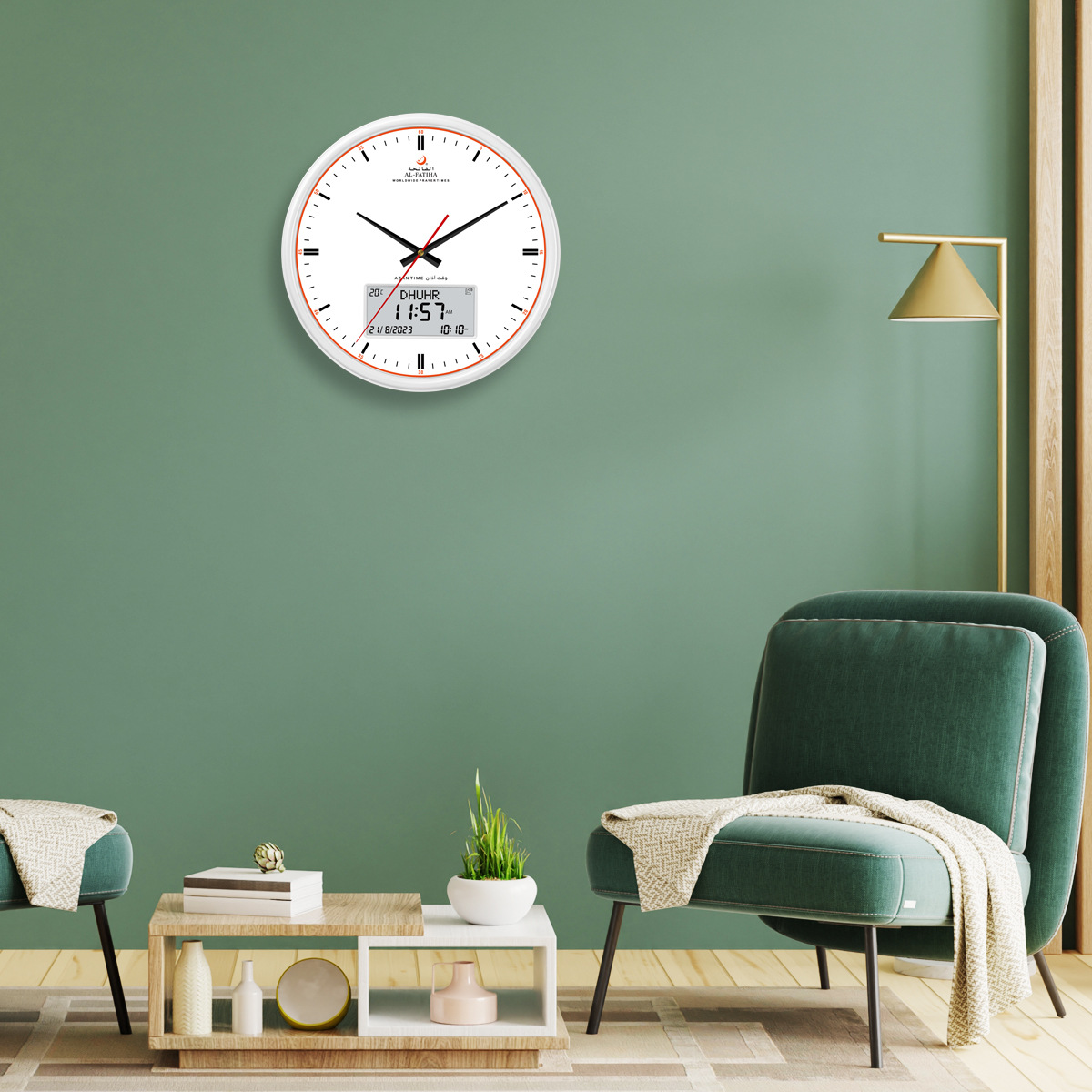 FAJ-360 Circular 330mm Makka-bottom living room prayer time CLOCK black screen AZAN CLOCK pic 17