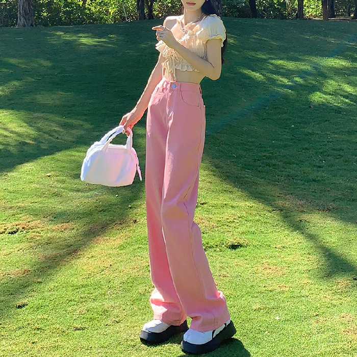 白色牛仔裤女2024年春夏高腰显瘦窄版直筒阔腿裤垂感宽松女拖地裤详情23