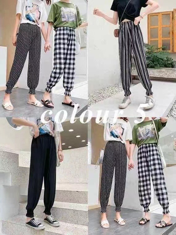 Verano nuevo casual suelto pantalones de cordón pantalones mujeres bloomer pantalones mosquito estilo delgado versión coreana 9 puntos slim pantalones de playa pic 4