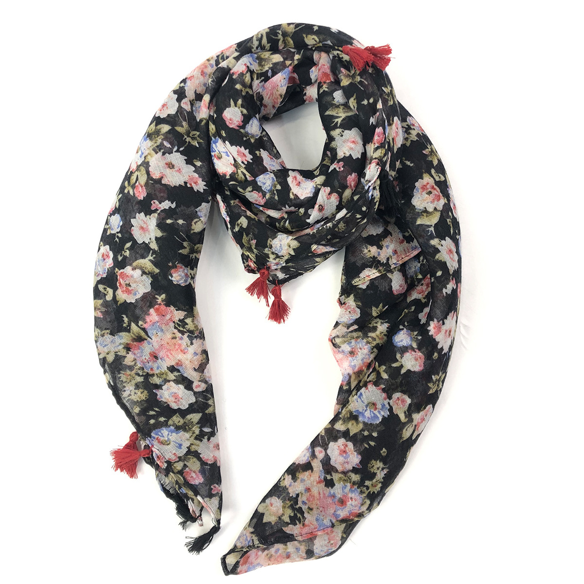 一件代发新款欧美春夏季时尚百搭印花流苏围巾 披肩 跨境专供 工厂批发详情4