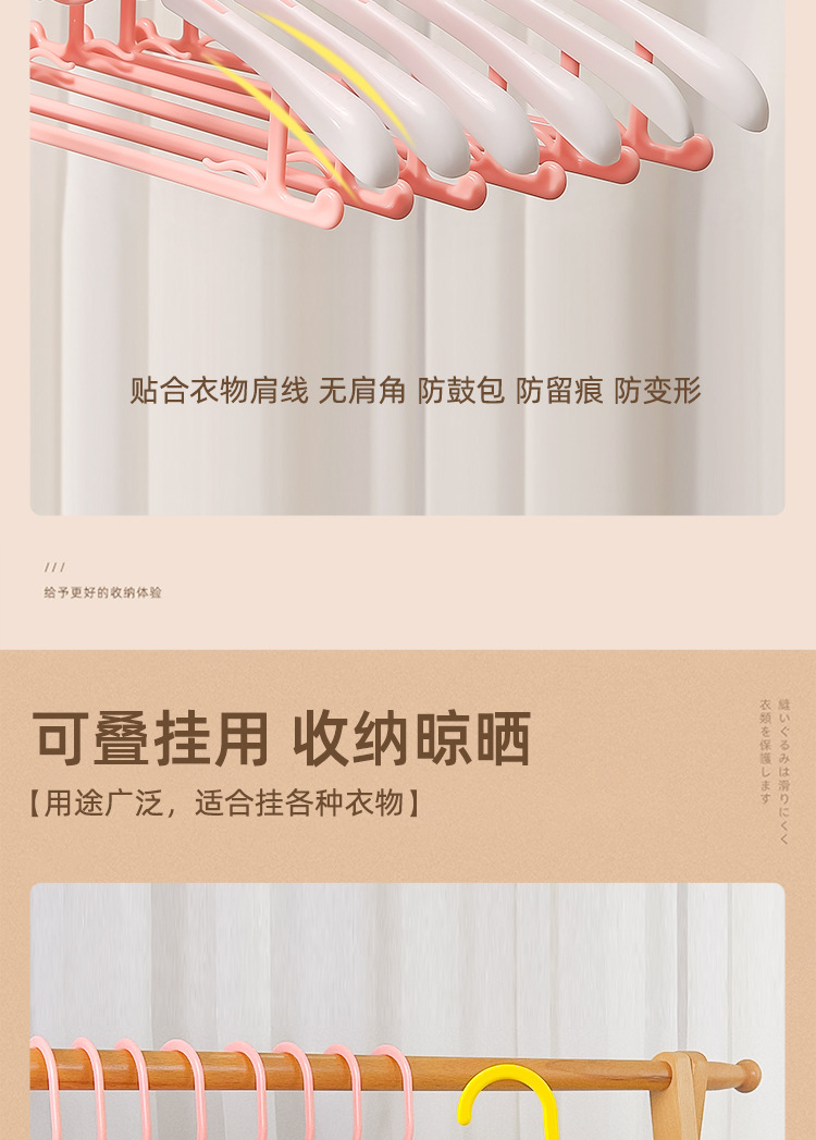 亚马逊跨境爆款多功能塑料儿童成人伸缩衣架家用叠挂晾衣服撑批发详情9