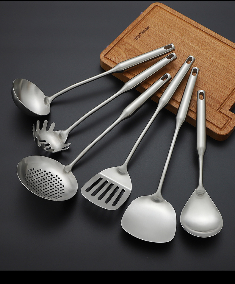 304 stainless steel spatula, strainer, stainless steel kitchenware 6-piece set, gift household kitchen set, hollow handle spatula, soup spoon, cooking spoon, spatula, kitchenware, kitchen tools, kitchenware set pic 16