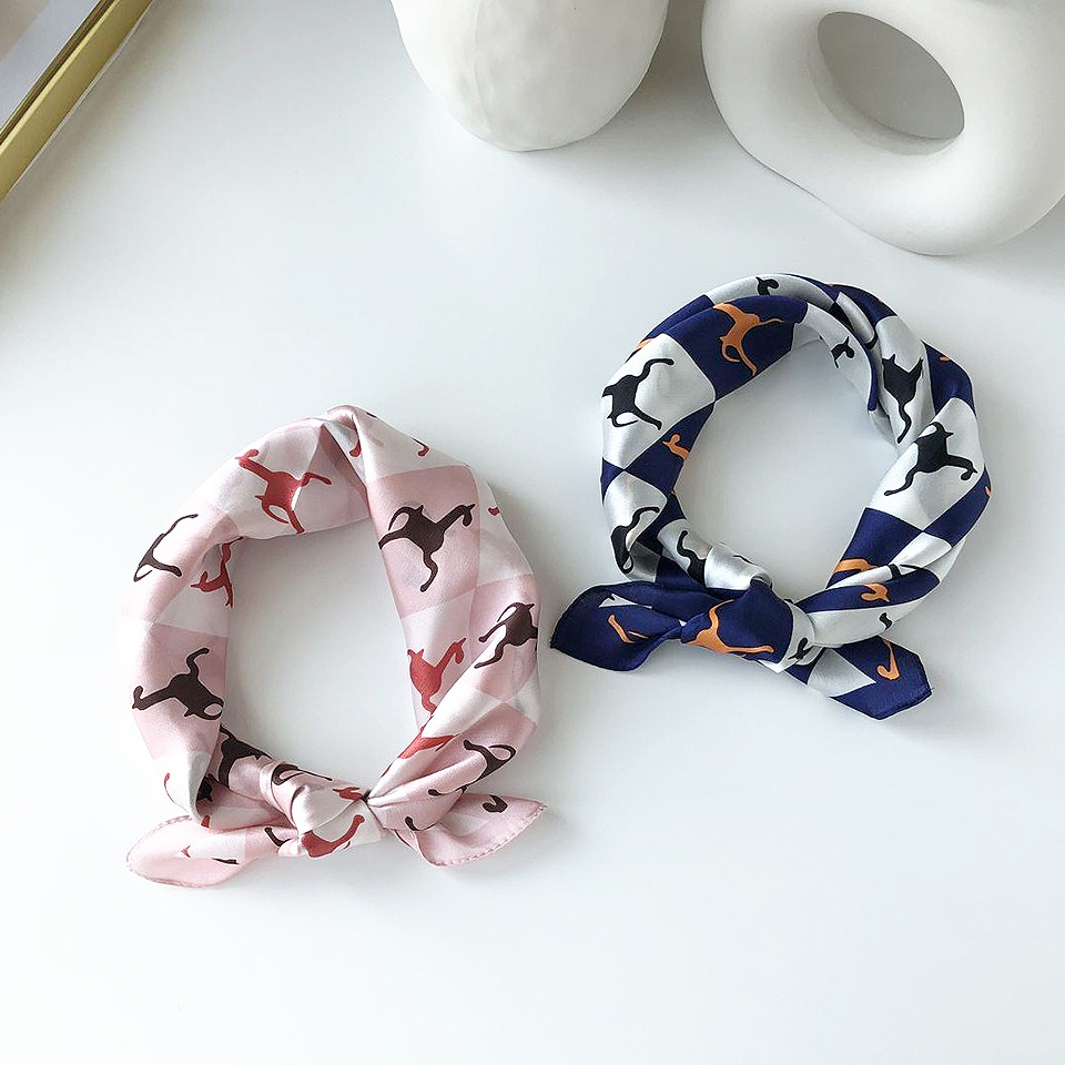 Wholesale silk scarves for overseas gifts and return gifts, cross-border silk autumn and winter decorative plain crepe satin 53cm floral neckerchiefs, small square scarves pic 34