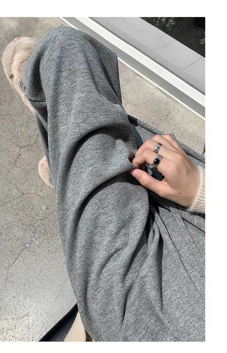 加厚阔腿裤女2023秋季新款高腰垂感宽松直筒裤休闲慵懒糯米针织详情37