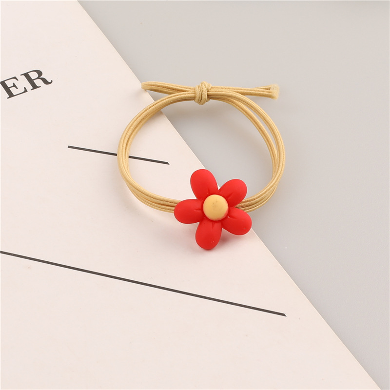 New small red flower hair band, five-petal flower cartoon flower hair tie, hair tie rubber band, high-elasticity braided hair tie pic 21
