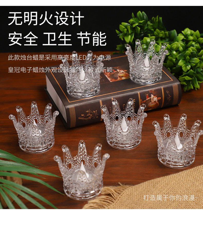 Amazon transparent candle light, crown electronic candle, led light, desktop anti-realistic candle, golden heart-shaped night light pic 4