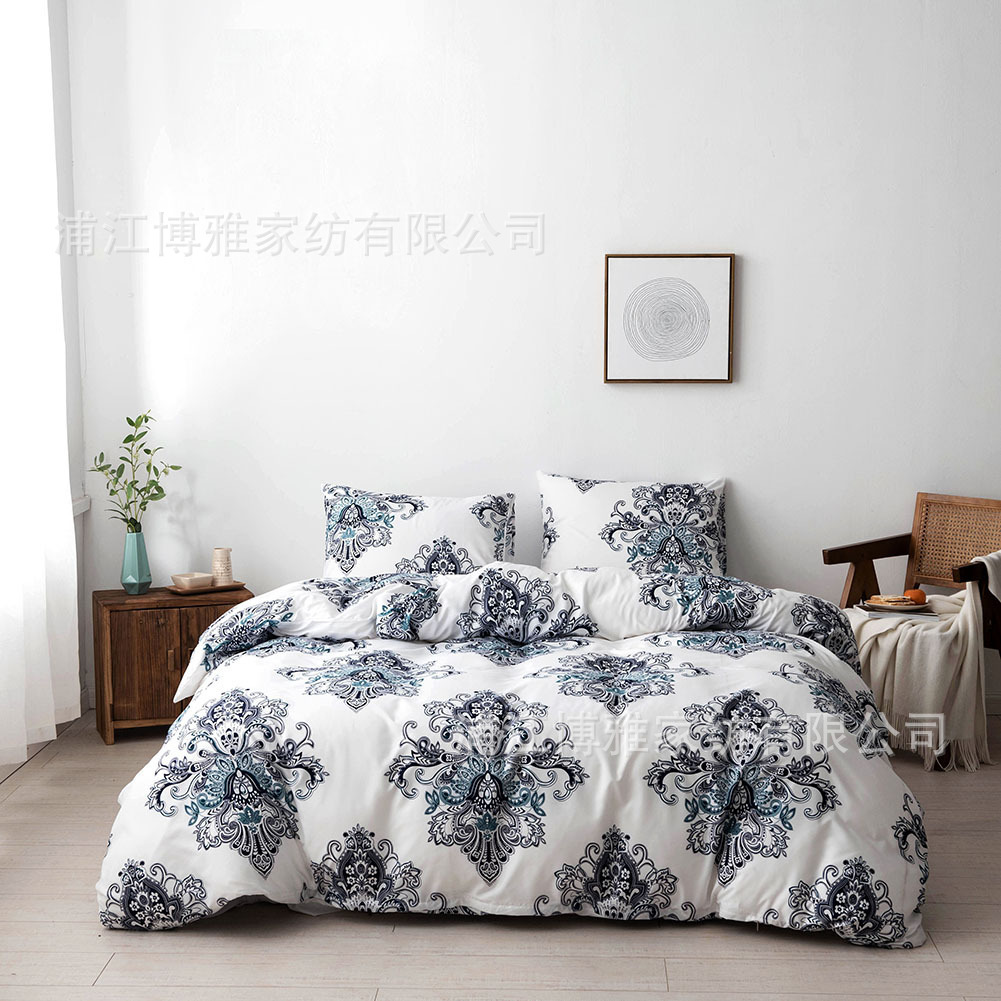Boya Home Textiles offers cross-border exclusive Amazon supply of Nordic-style printed brushed duvet covers, three-piece sets and bedding wholesale pic 4