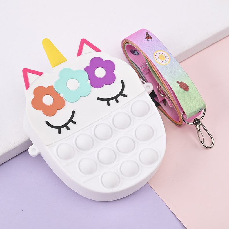 Cross-border new rat-extermination pioneer coin purse Cartoon Unicorn single-shoulder diagonal silicone bag decompression silicone coin purse pic 5