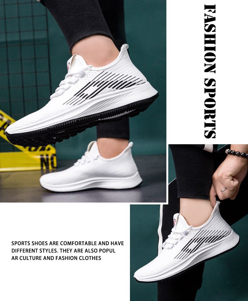 新款春季男鞋休闲鞋潮流学生跑步鞋 男士运动鞋 飞织透气鞋子详情19