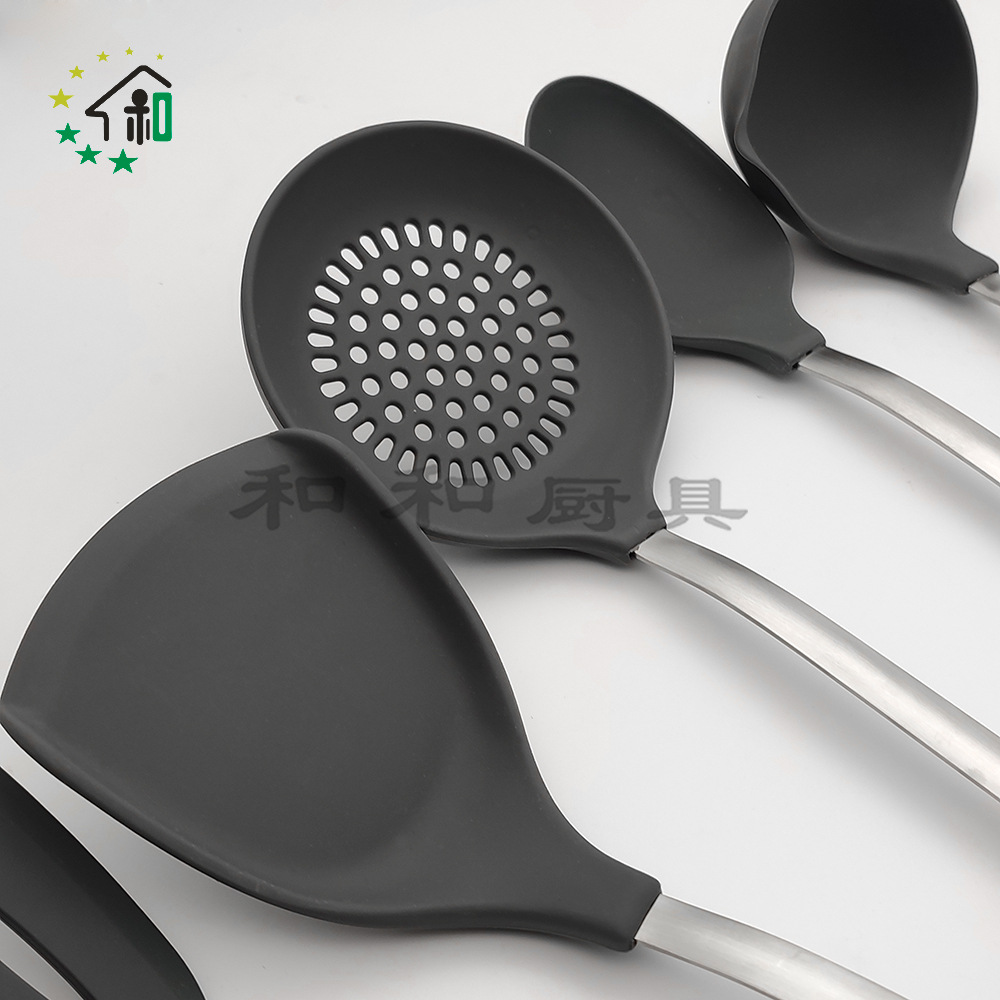 304 stainless steel spatula kitchenware set, kitchen silicone spatula household items, soup spoons, stir-frying and cooking silicone utensils pic 26