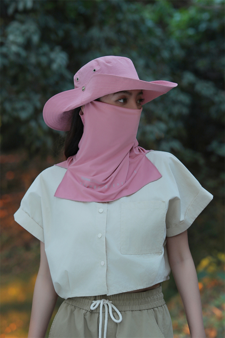 大沿防晒遮脸面纱罩遮阳帽子女士夏季登山帽户外男防紫外线钓鱼帽详情18