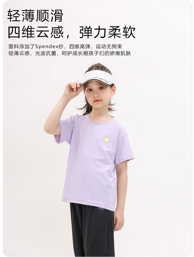 现货童装夏季新款UPF50+儿童T恤女童透气上衣男童休闲短袖学生t恤详情4
