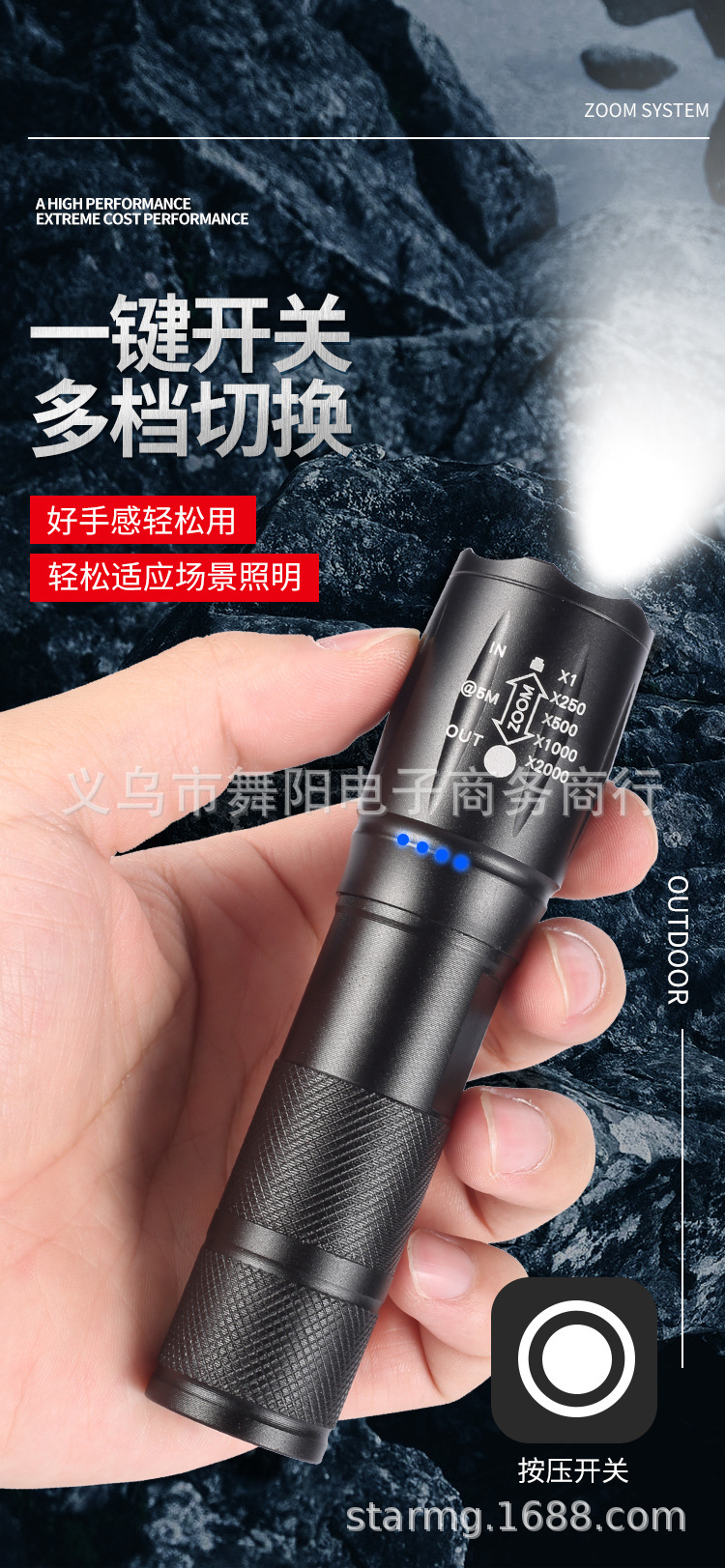 Factory wholesale XML-T6 telescopic zoom high-intensity flashlight long-range outdoor charging mini aluminum alloy small hand tube pic 6