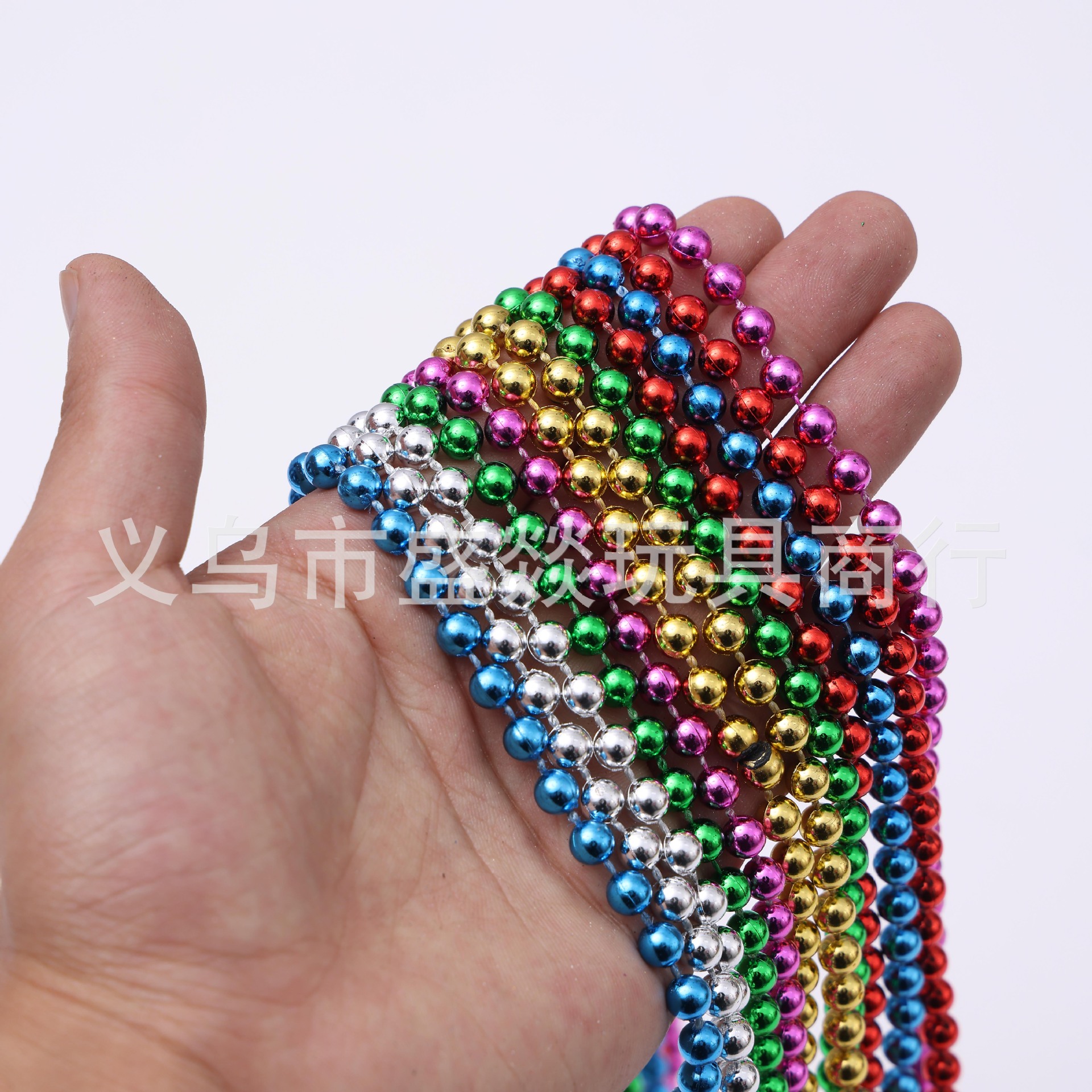 跨境6mm电镀珠链彩色项链独立日项链狂欢节万圣节派对波珠链详情7