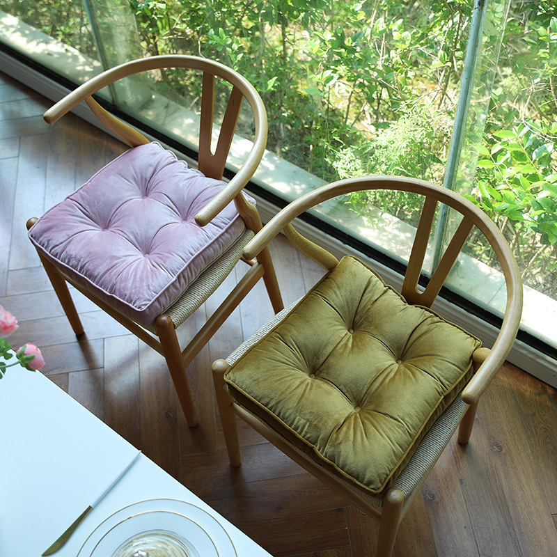 Thickened solid color velvet chair cushions for the bedroom floor, square anti-slip strap floor cushions suitable for all seasons pic 7