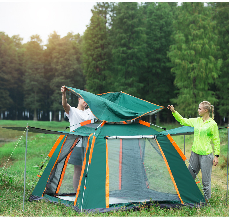 Outdoor 3-4 people beach thickened rainproof 2-person camping fully automatic double-person camping quick-opening four-sided tent pic 8