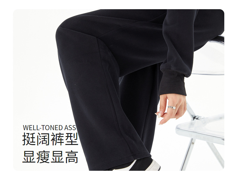 【云朵套装】连帽加绒双拉链空气棉运动高腰欧美风时尚卫衣套装女详情19