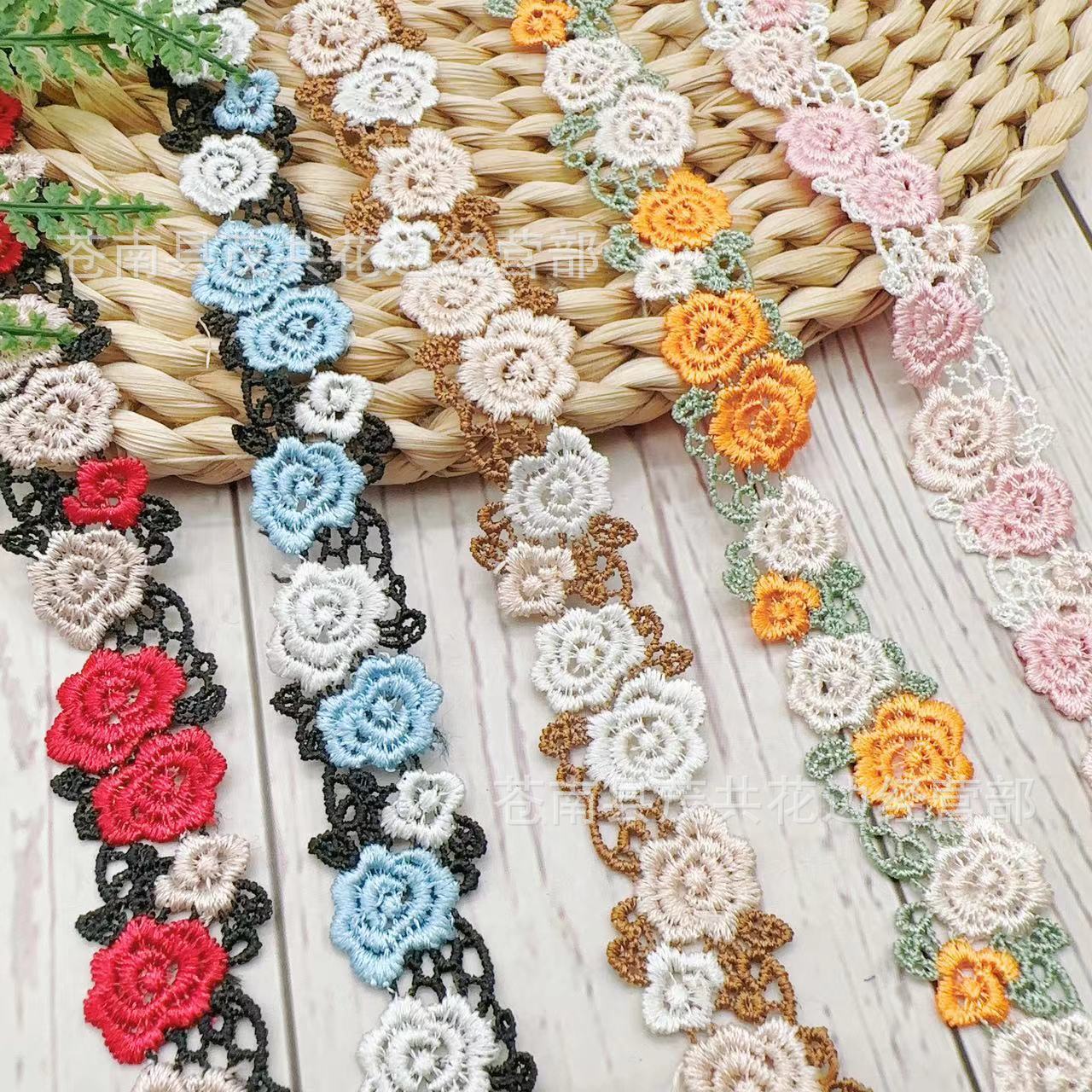 Water-soluble multi-color embroidered lace rose, water-soluble barcode, Chinese and ethnic style cheongsam clothing lace accessories pic 7