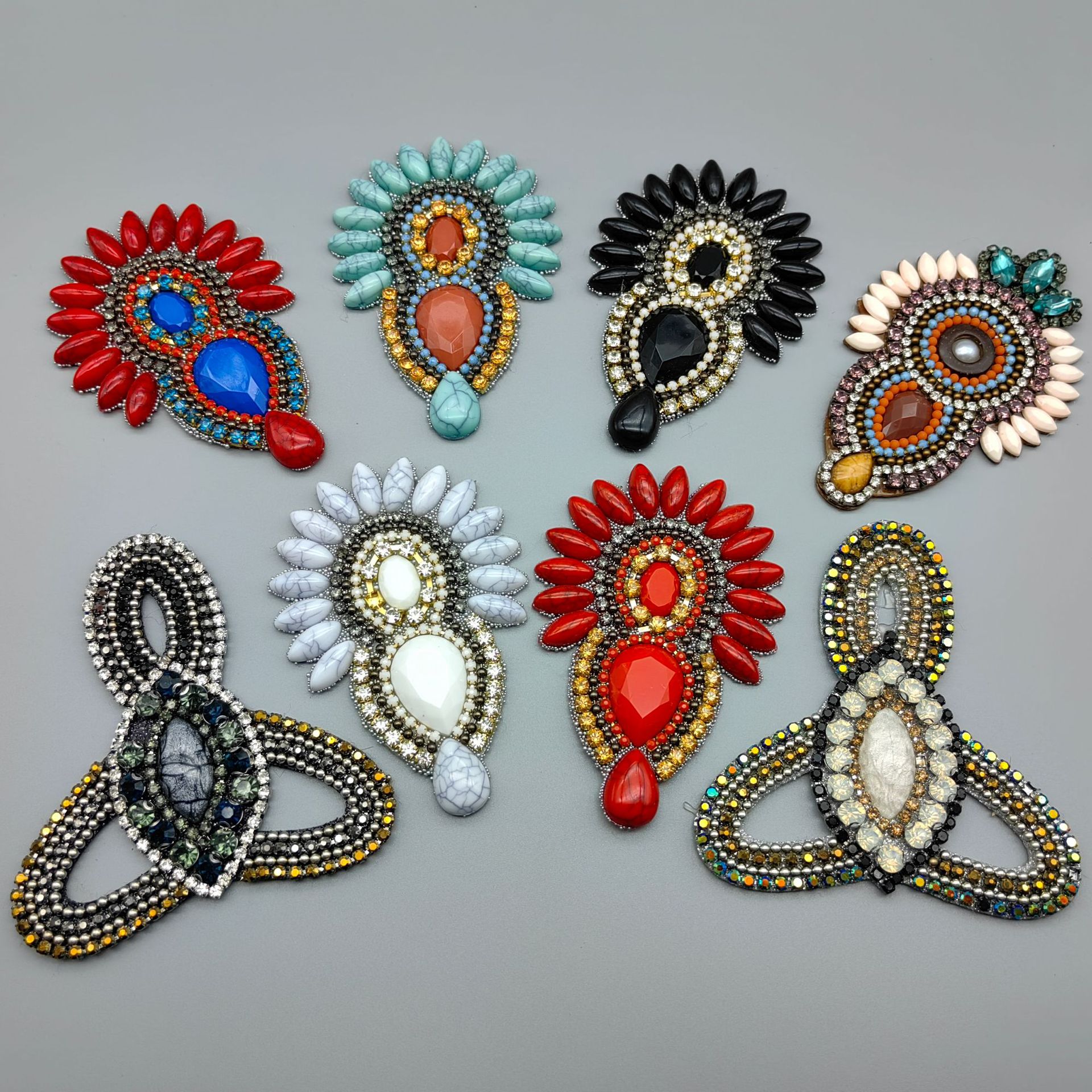 国潮批发复古手缝串珠鞋花民族风辅料配件手工小米珠布贴鞋帽包包配饰详情9