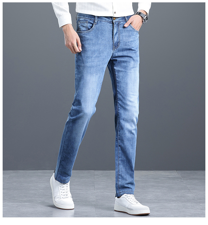 申更男装丨牛仔裤男2023春季韩版百搭休闲裤男韩版修身直筒小脚裤详情14