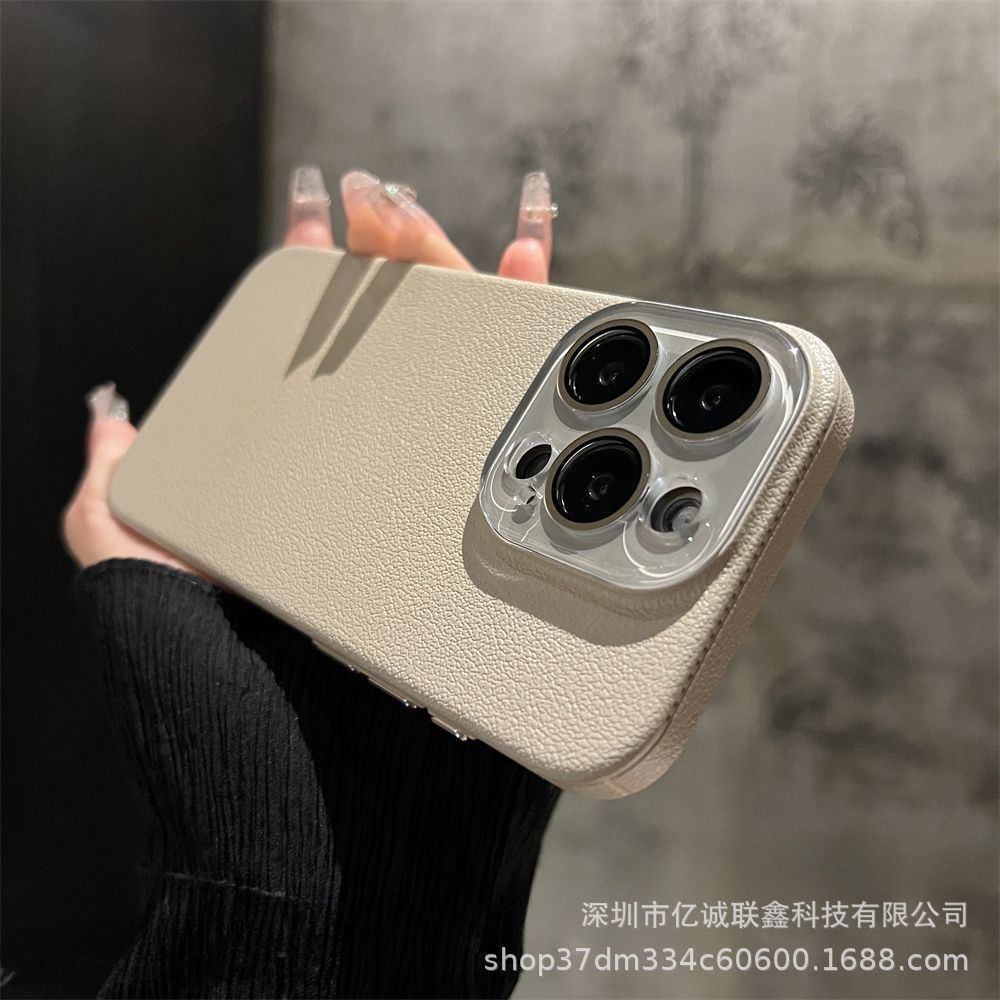 Lychee pattern solid color suitable for iPhone 15plus phone case iPhone14 Pro Max crystal lens film 13 matte pic 19