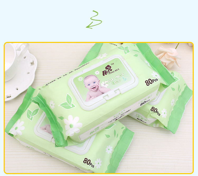 [小额定制]宝宝湿巾 婴儿柔润洁肤湿巾 带盖80抽加厚柔润详情13