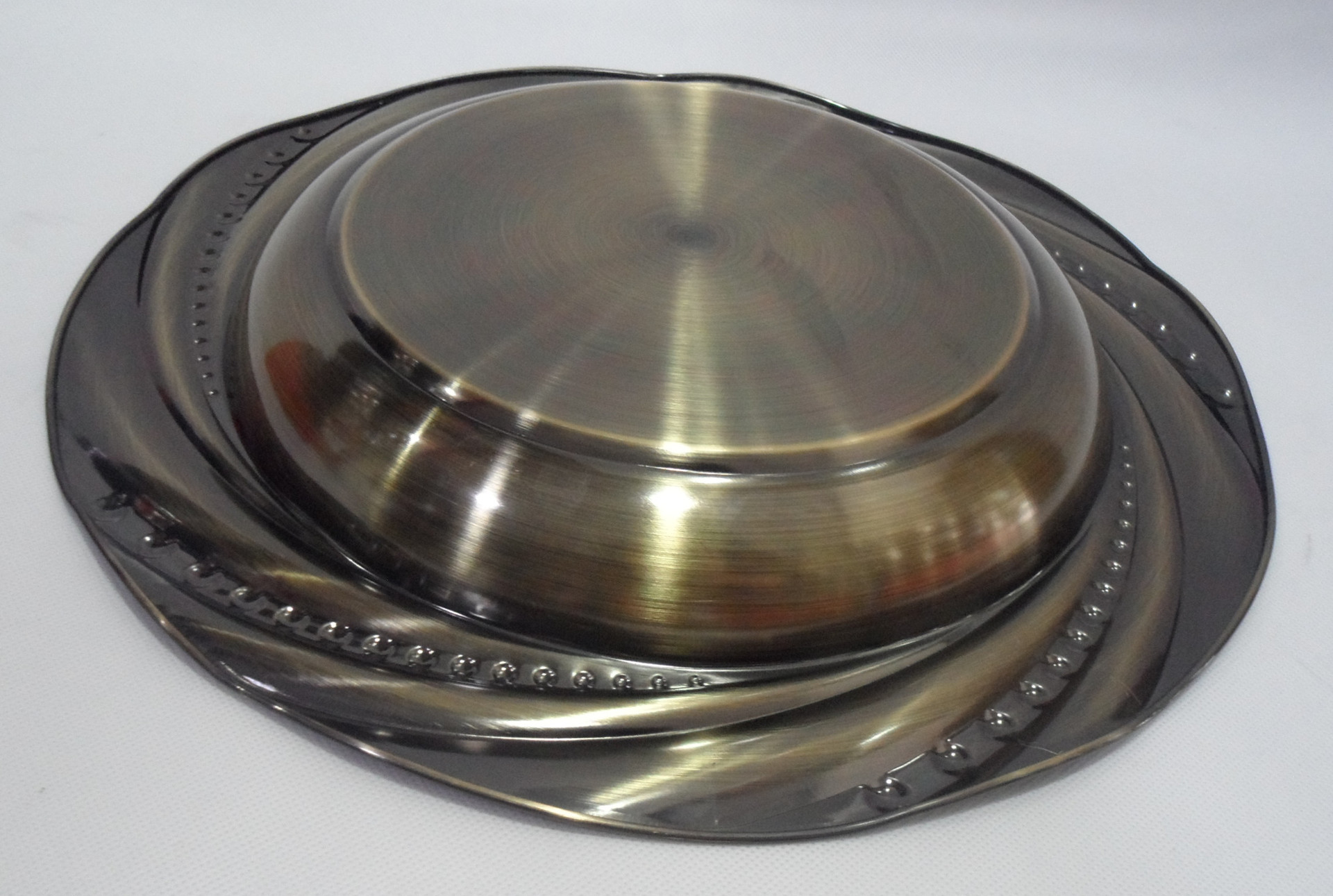 Stainless steel European-style pearl plate, stainless steel round plate with magnetic fruit plate, electroplating process, dazzling home and hotel pic 13