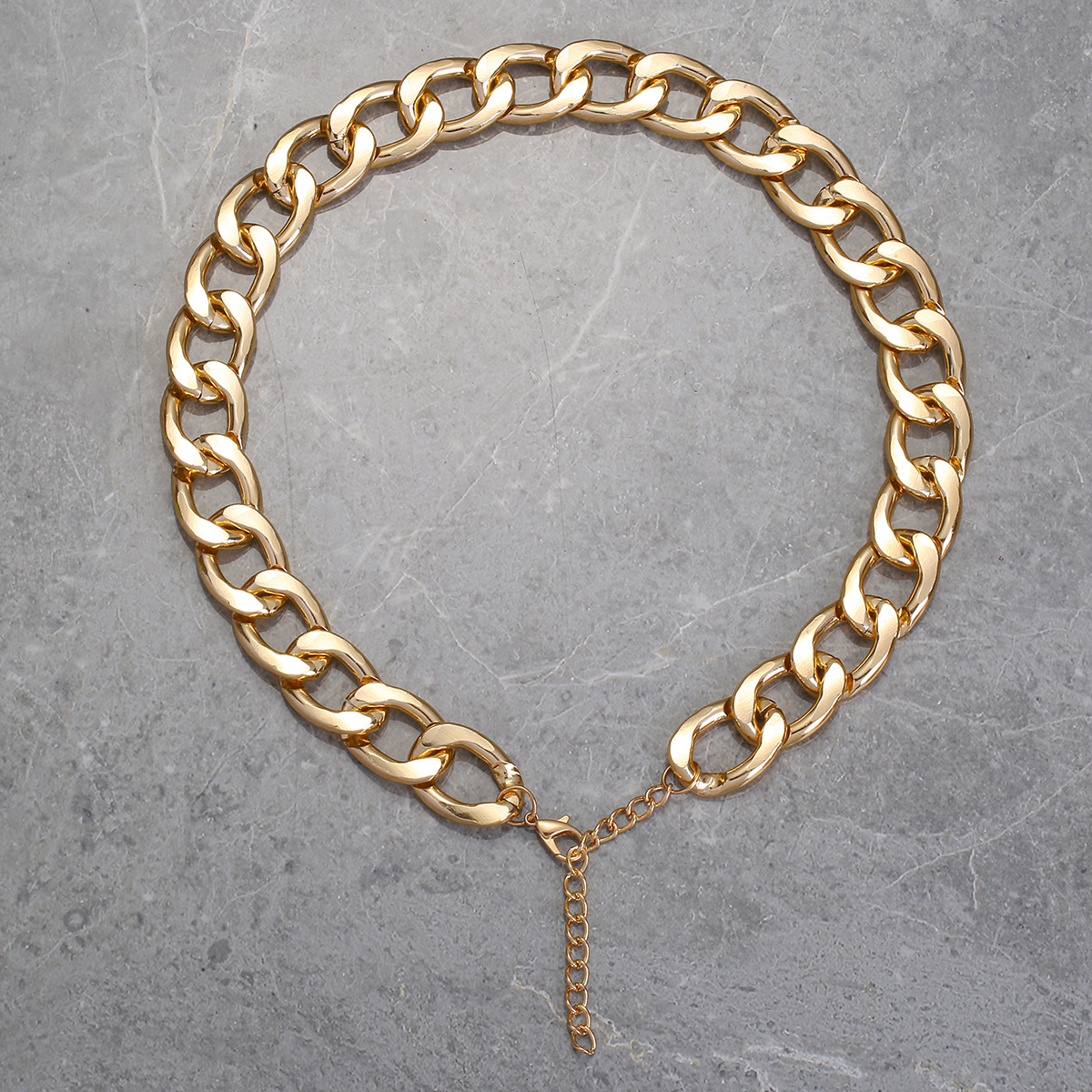 A new type of simple single-layer trendy and individualistic aluminum thick chain necklace for both men and women, featuring cross-border fashion street style accessories from Europe and America pic 3