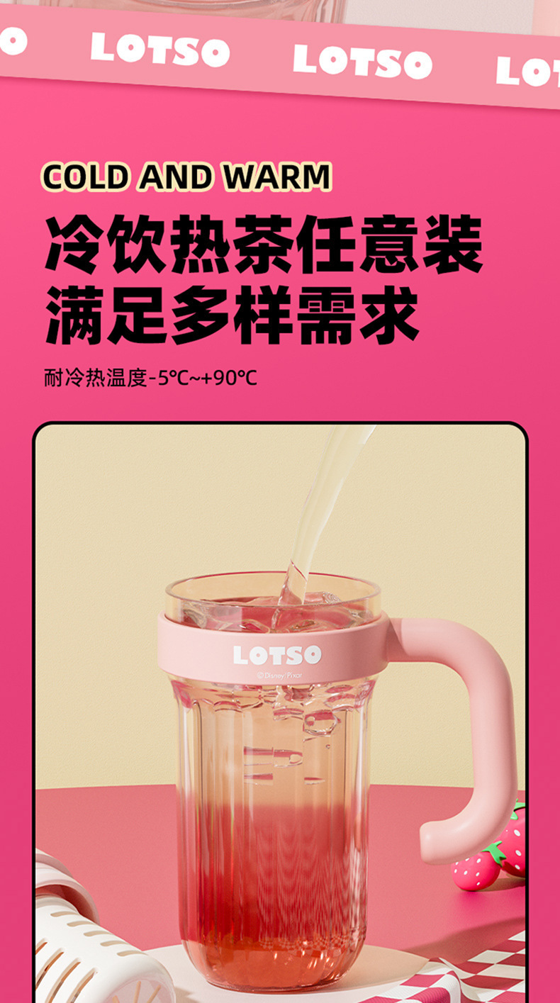 正版三眼怪塑料杯女生夏季高颜值吸管杯男女生带滤网便携带把水杯详情7