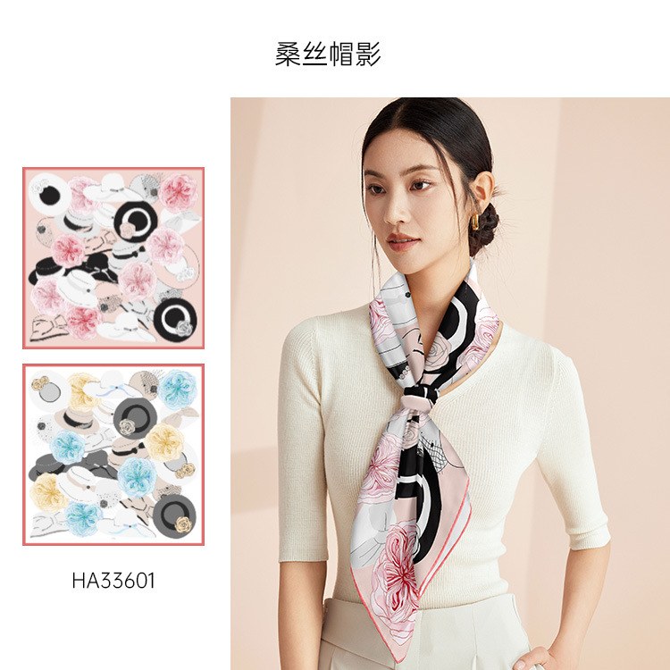 Double-sided digital silk large square scarf 90cm, Chinese style scarf, heavyweight 16mm mulberry silk scarf processing on behalf of others pic 12