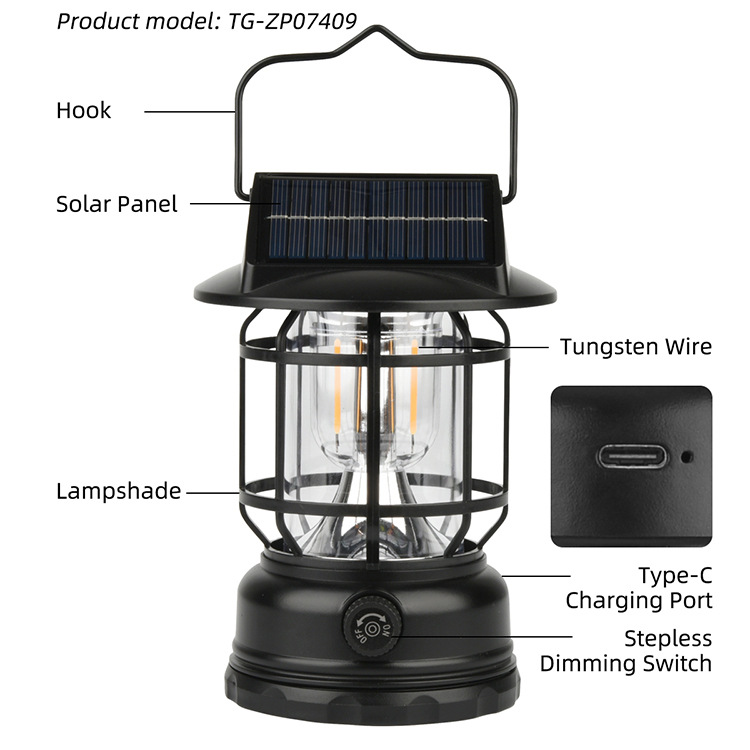 The solar-powered portable camping lamp can be charged by solar energy pic 9