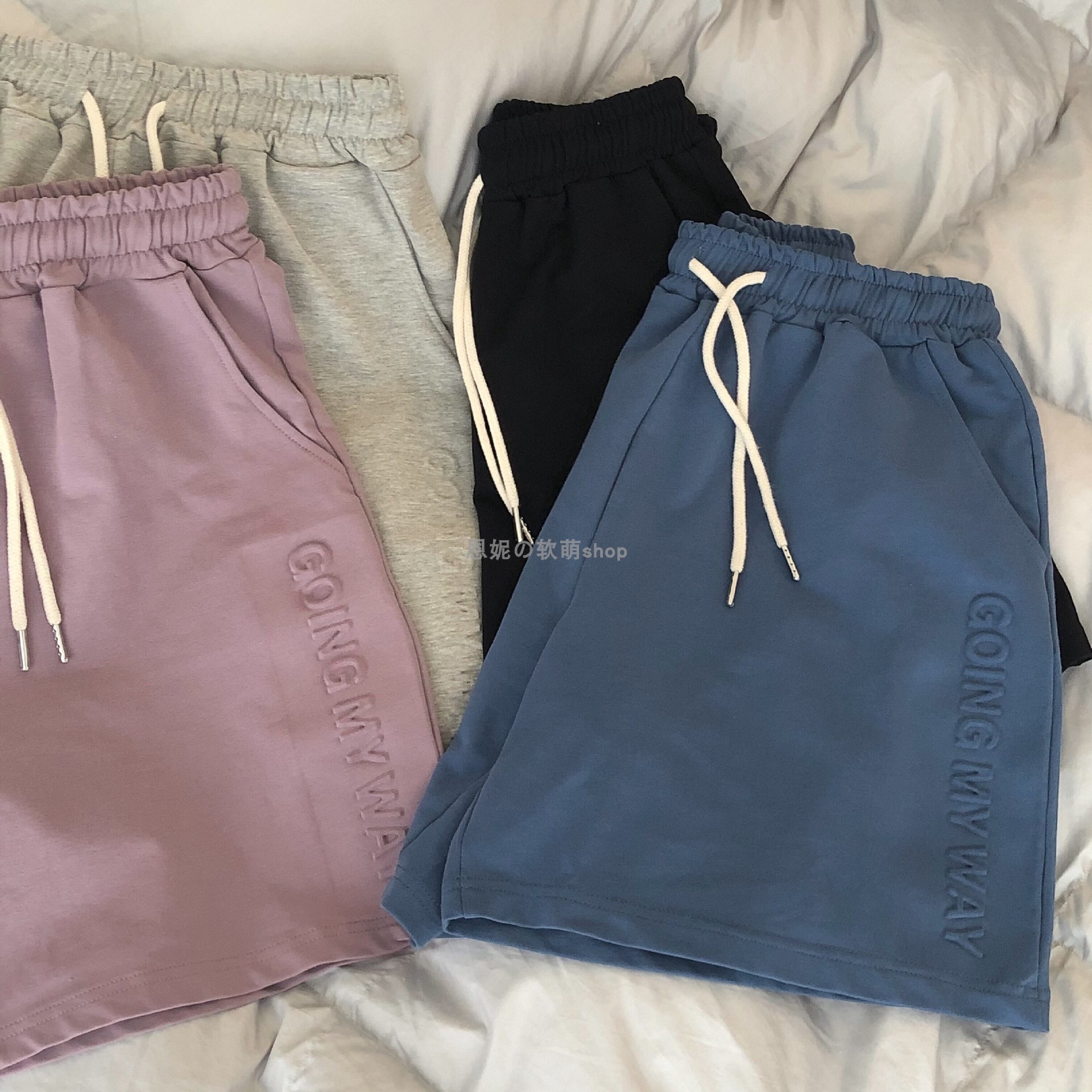 立体印花短裤女休闲百搭薄款夏季直筒阔腿裤高腰显瘦五分裤子代发详情3