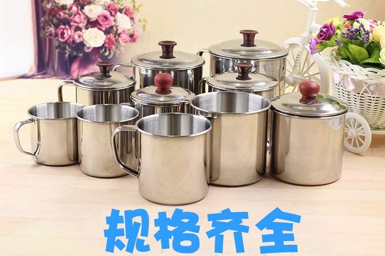 Stainless steel cups, kindergarten water cups, small cups for students and children, drinking tea cups, metal tea jars with LIDS pic 4