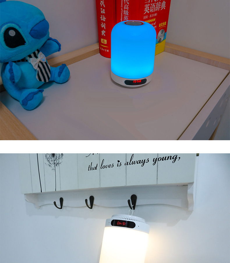 Touch Seven-color smart Bluetooth speaker, night light, alarm clock, TF card insert speaker, bedside lamp, Amazon cross-border factory pic 14