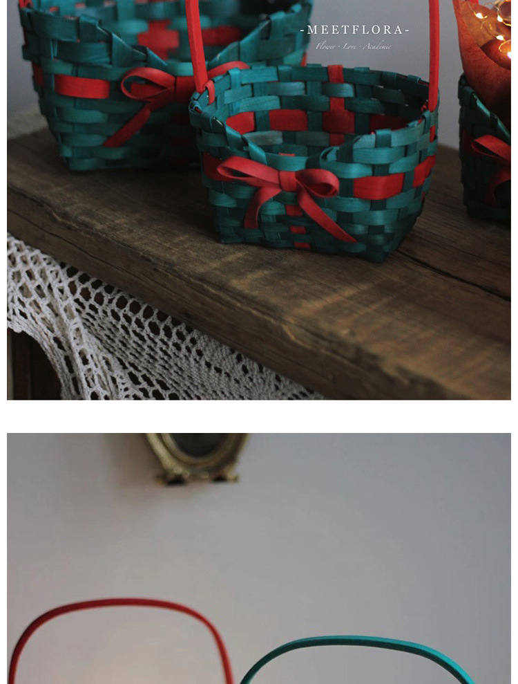 Original wood chip woven small baskets, bows, Christmas gift packaging baskets, flower arrangement baskets, photography props, decorative baskets pic 6