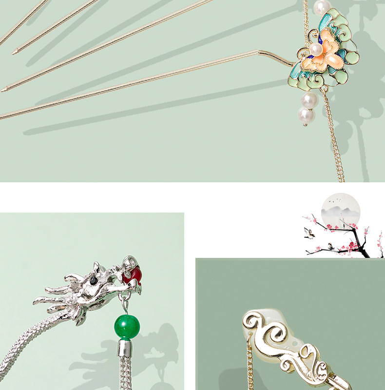 Ancient-style hairpins, new Chinese-style hairpins, simple, modern and high-end Hanfu hair accessories, daily updo hairpins, hairpins for children pic 11