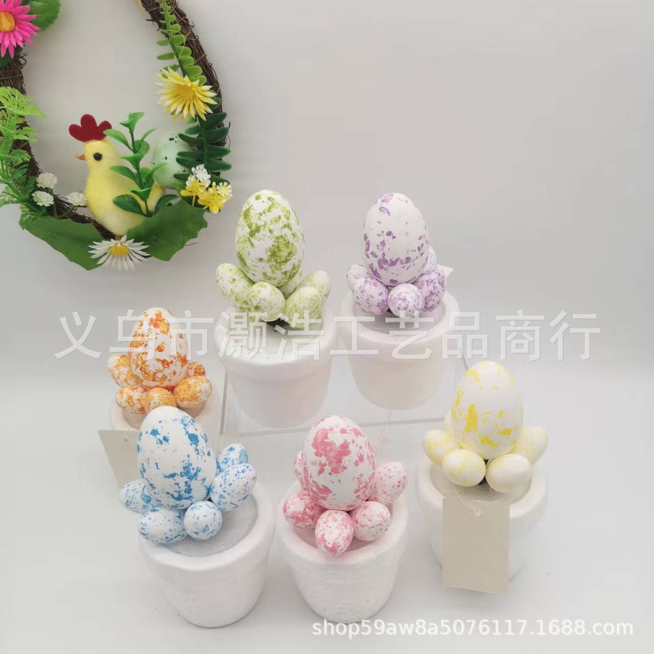 复活节仿真蛋类装饰品，盆栽，斑点蛋，彩绘蛋涂鸦蛋，日常装饰详情1