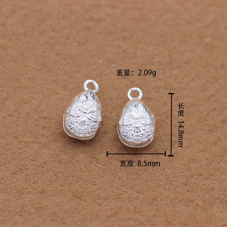 2021diyS925素银莲花木鱼铃铛挂件Diy佛珠水晶泰银配件批发详情11