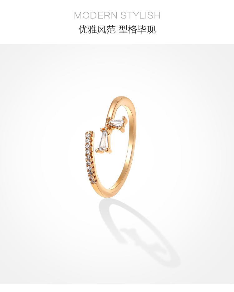 旭平首饰 韩版时尚微镶开口戒指镀白金色厂家直销戒指女A00524454详情2