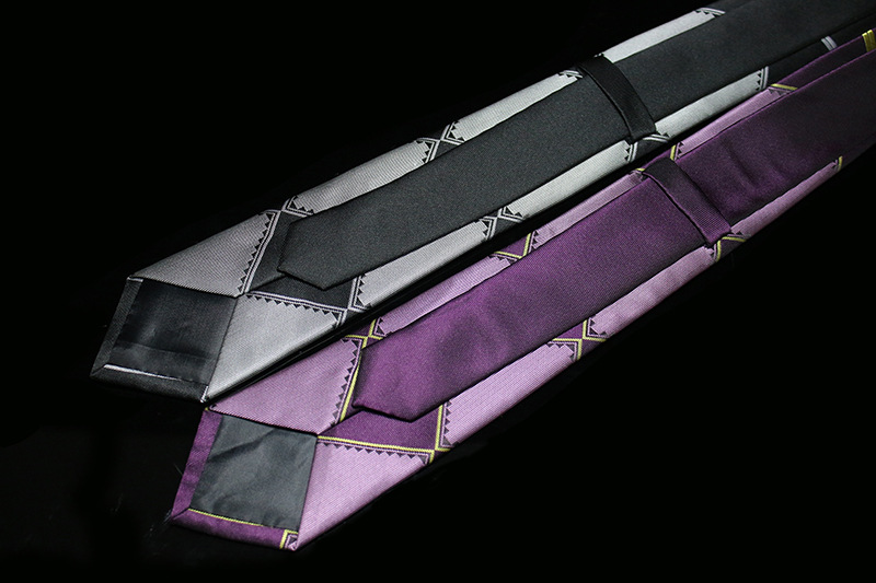 日版JOJO领带 奇妙冒险COS吉良吉影骷髅 黑灰色 紫色动漫领带周边详情17