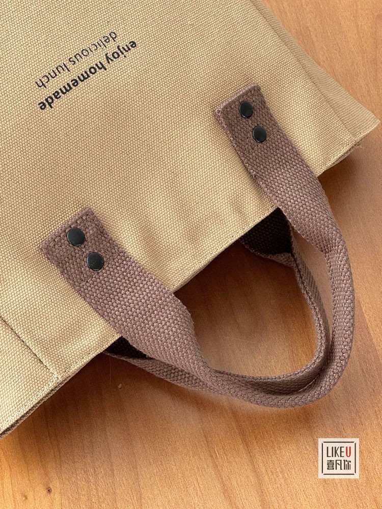 帆布纯色手提袋日式便当妈咪上班族外出带饭简约撞色时尚拎包饭盒详情17