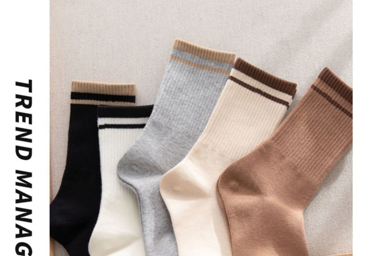 袜子地摊一件代发袜子男女士同款纯色棉中筒袜百搭条纹长袜运动休闲运动潮袜棉批发一件代发详情13
