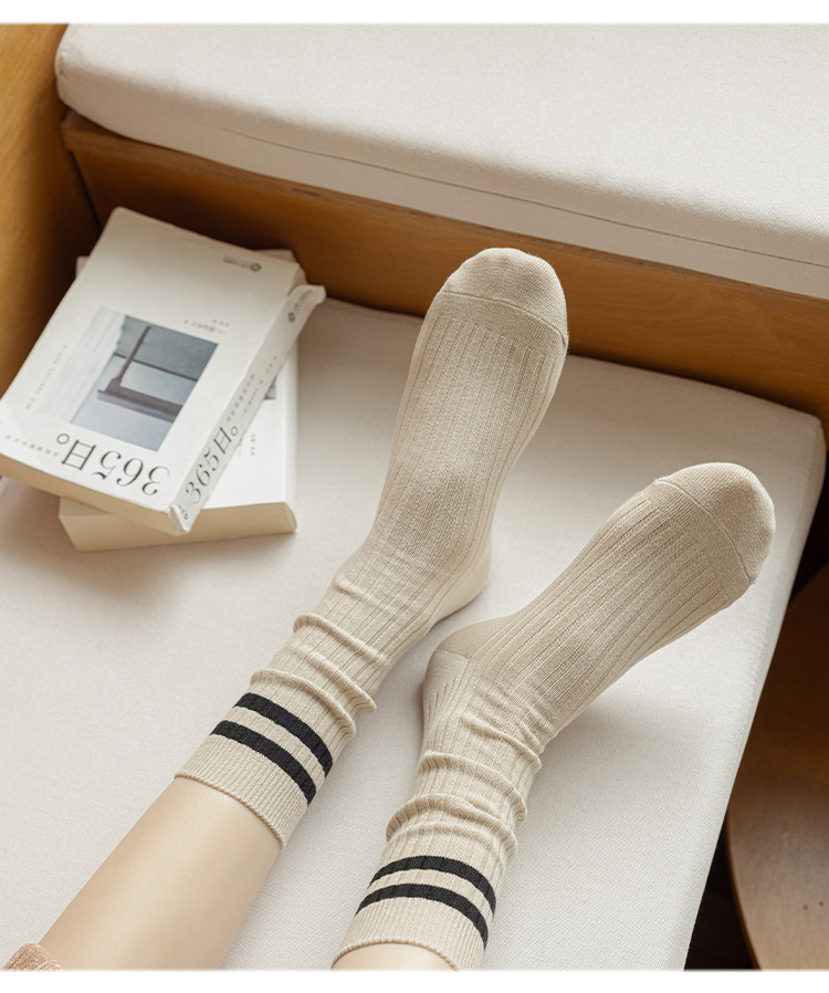 Sock stall, one-piece consignment, mid-calf socks for women, new autumn and winter styles, simple and versatile socks, trendy pile socks for women, long double-needle cotton socks, one-piece consignment pic 12