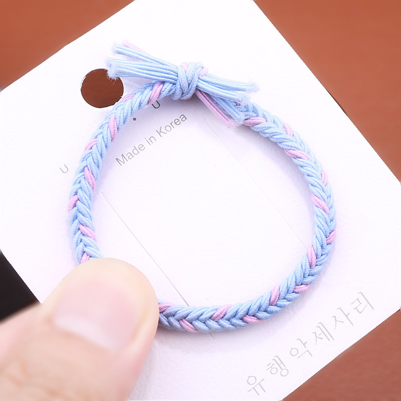 Korean version cute colorful woven rubber bands, candy-colored knotting hair ties, spring-colored hair bands, bows, forest girl headwear pic 8