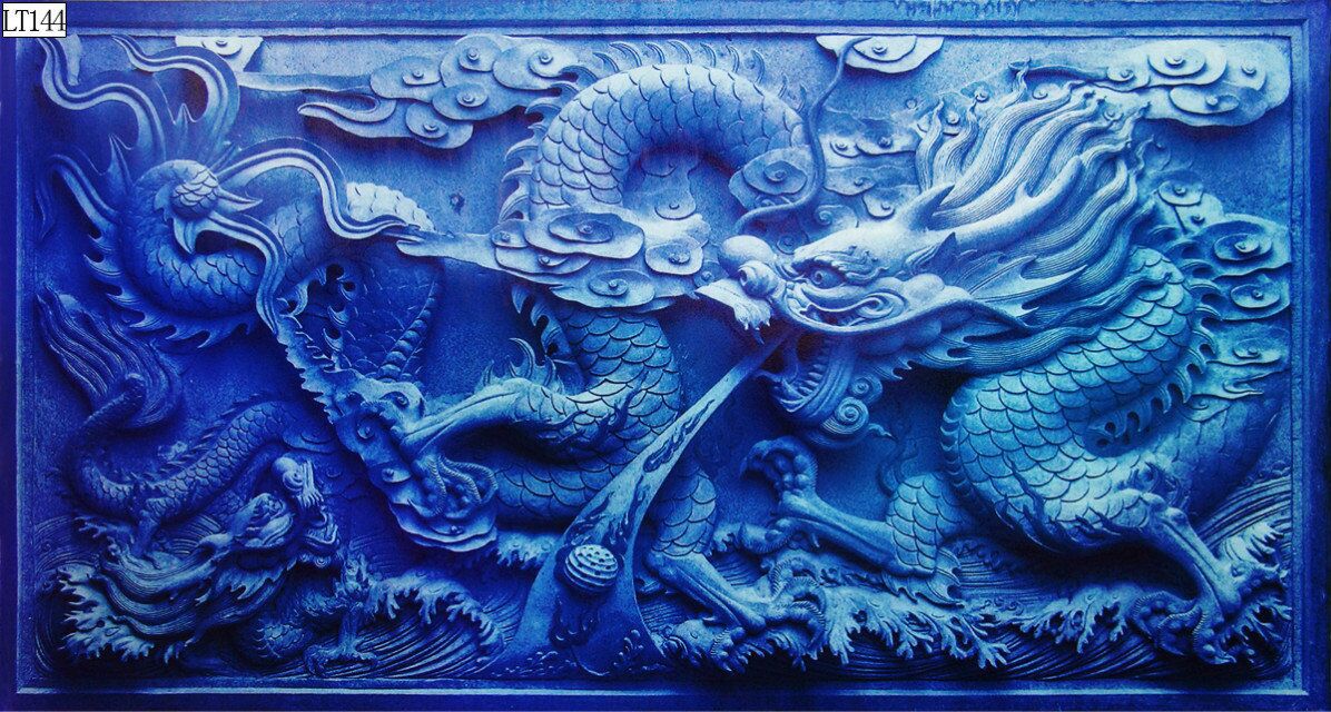 Fish tank aquarium decorative landscape background painting, pp material without glue, dragon background painting, two dragons playing with a pearl, dragon Roaming the world painting pic 37