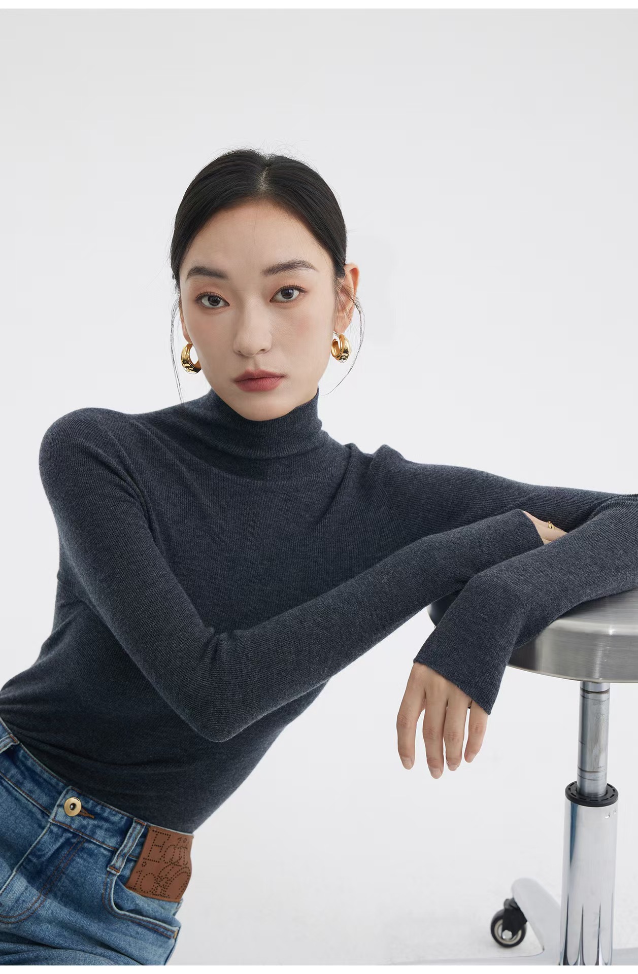 48-count fine-spun wool sweater for women, 100 pure wool seamless one-piece base layer, slim 18-stitch ultra-fine knitted sweater, thin pic 38