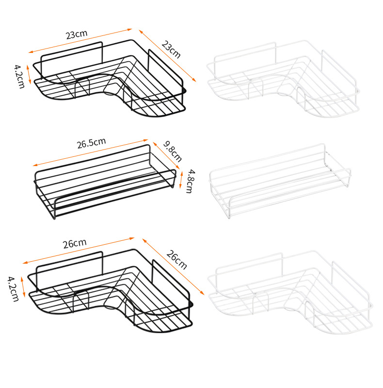 Bathroom, non-drilling triangular storage rack, kitchen iron storage rack, storage basket, toilet, corner wall-mounted pic 11