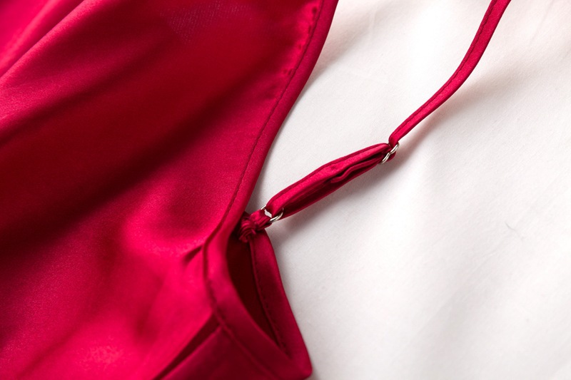 晨袍女伴娘结婚睡袍女士吊带内搭打底睡裙红色新娘仿真丝睡衣春夏详情23