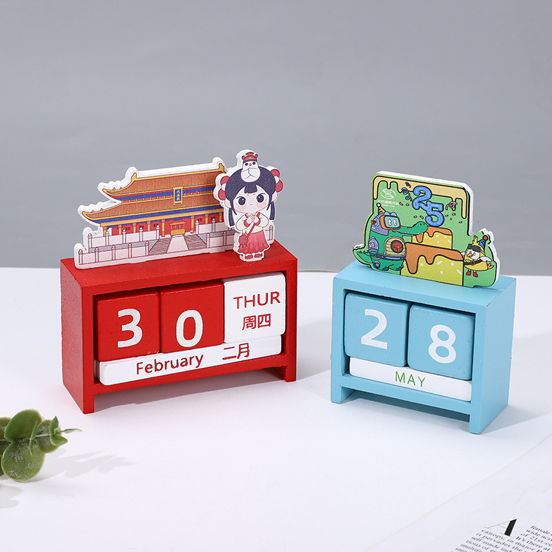Creative 2022 Wooden calendar Desktop ornament, perpetual calendar decoration, cultural and creative festival Gift, desk calendar countdown pic 4